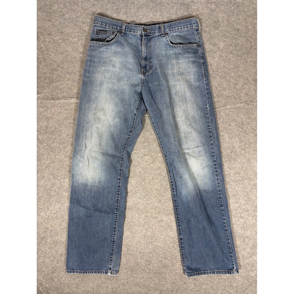 Calvin Klein Jeans Mens 36x34 Relaxed Straight Easy Fit Medium Wash Blue Denim